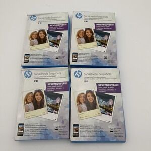 (5)25Pack HP Social Media Snapshots Sticky Back Photo Paper 4" x 5" NEW & SEALED
